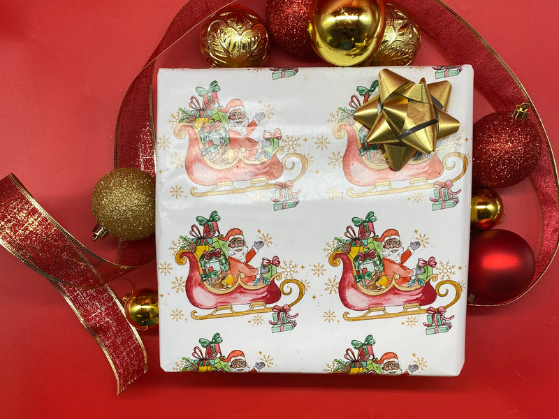 Celebrating the Magic of Diversity this Holiday Season with Curly Contessa's Black Santa Gift Wrap!