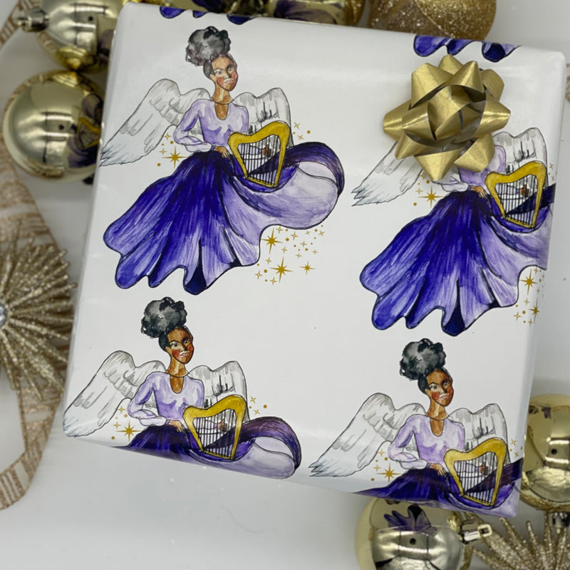 Heavenly Noir Black Angel Wrapping Paper