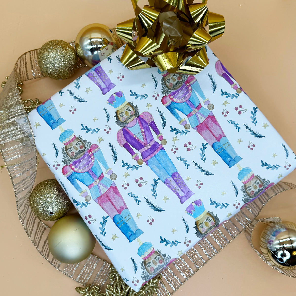 Garlands & Guards: African American Nutcrackers Wrapping Paper